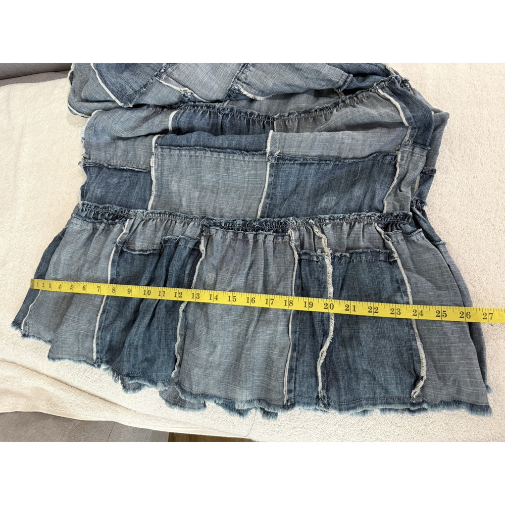 NWT Jaded Gypsy Distressed Patchwork Denim Tencel tiered Palazzo Pants Size L/X - Picture 7 of 16